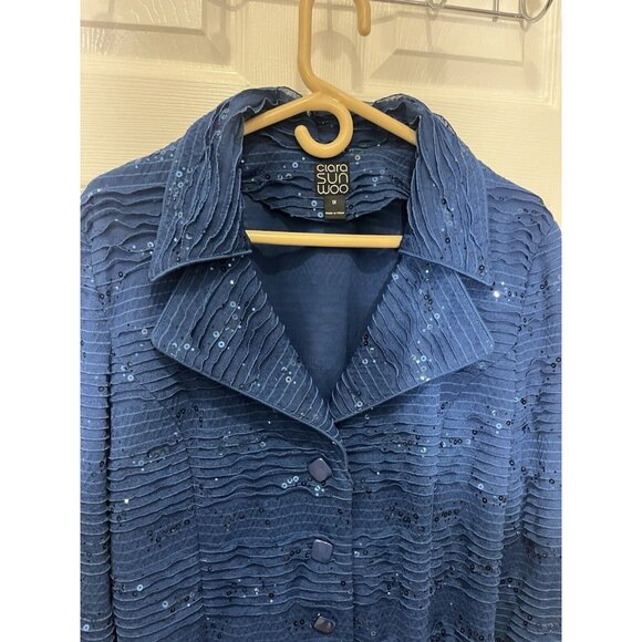 Ciara Sun Woo Top Size 1X Plus Size Blue Color Jacket Blouse With Buttons Womens - Picture 5 of 6